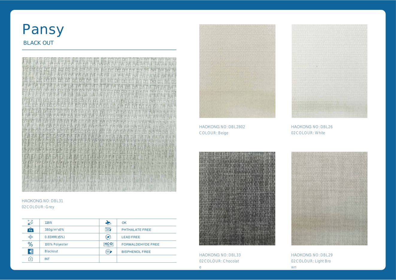 Pansy Blackout Roller supplier fabric sheet