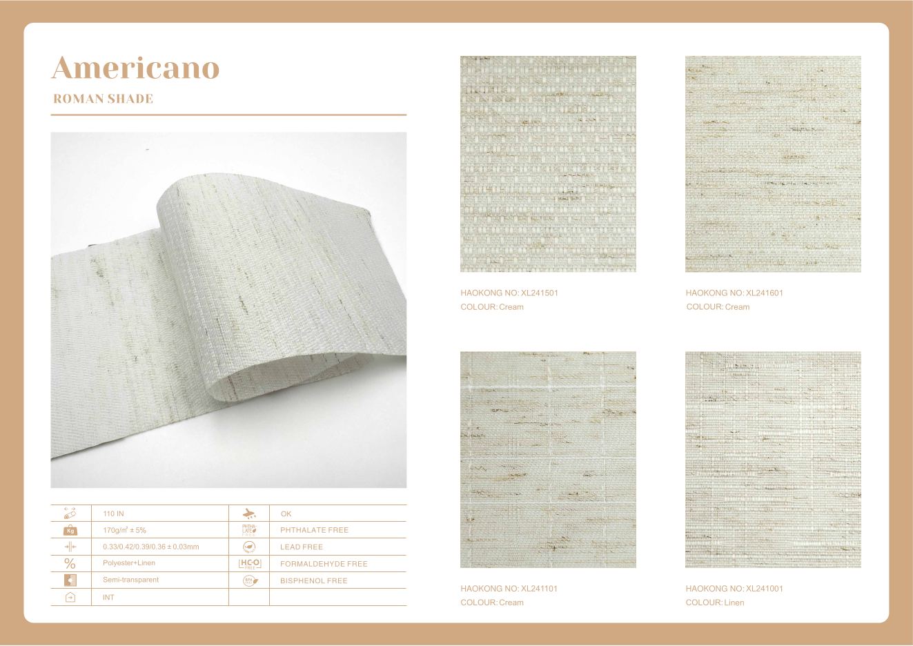 Americano Roman Shades supplier fabric sheet