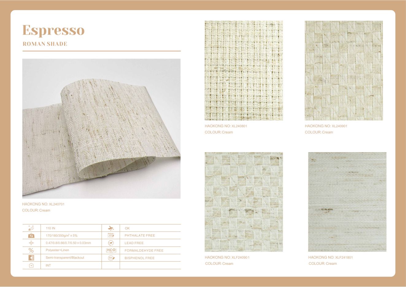 Espresso Roman Shades supplier fabric sheet