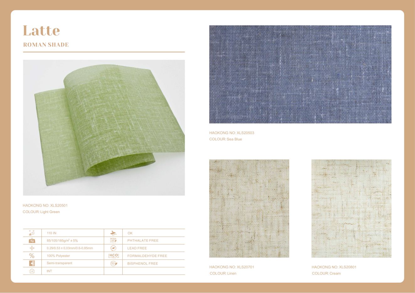 Latte Roman Shades supplier fabric sheet