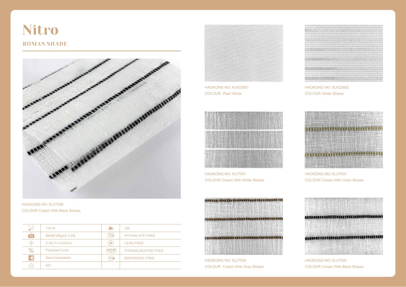 Nitro Roman Shades supplier fabric sheet