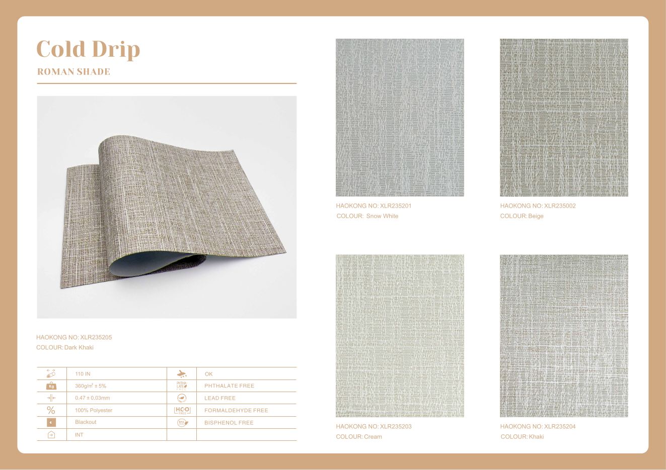 Cold Drip Roman Shades supplier fabric sheet