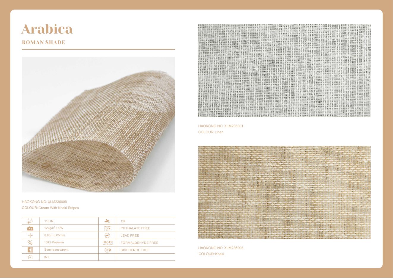 Arabica Roman Shades supplier fabric sheet