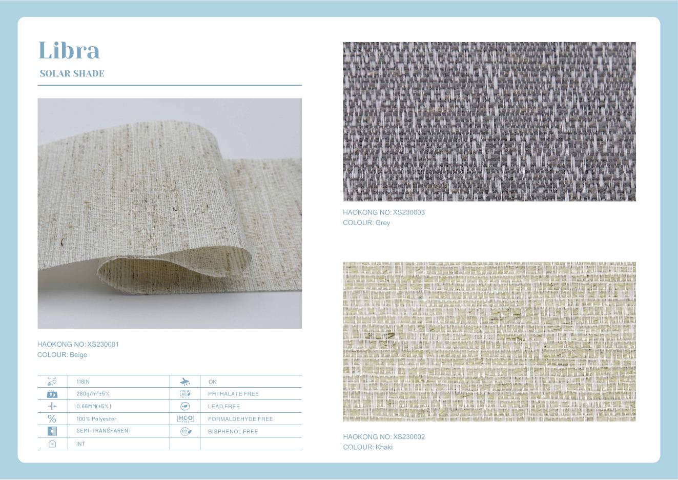 Libra Solar Shades supplier fabric sheet