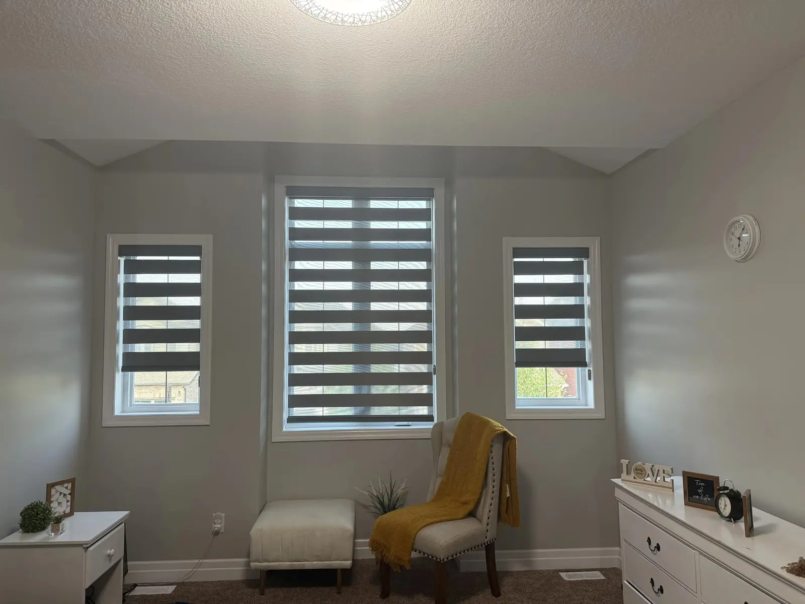 Three Zebra shades aligned to filter daylight